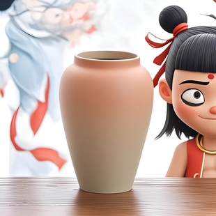大口径花器素烧陶瓷水培花瓶摆件陶罐复古民宿新中式简约家居摆件