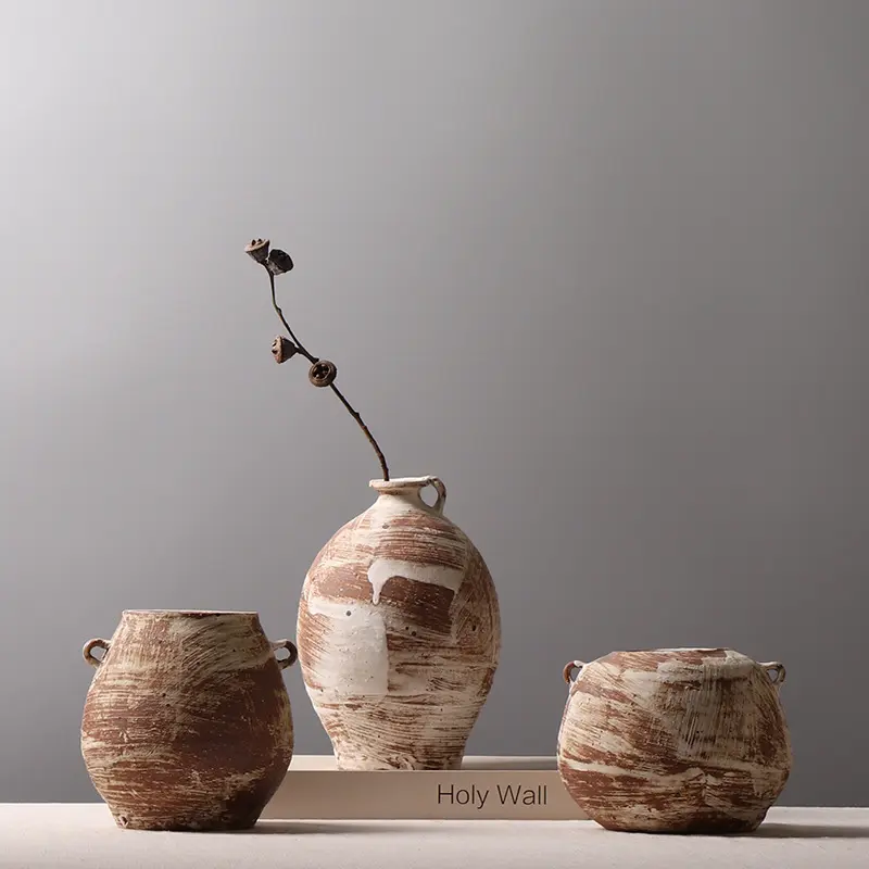 侘寂风小陶罐民宿布景装饰品创意