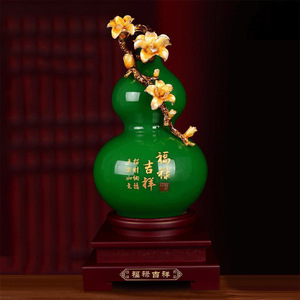 保险开门红福禄吉祥碧玉琉璃玉葫芦工艺礼品商务礼品摆件送礼首选