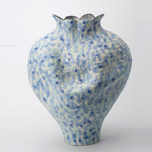 中式复古青影蓝波陶瓷花瓶侘寂风客厅干花插花装饰摆件高级感花器