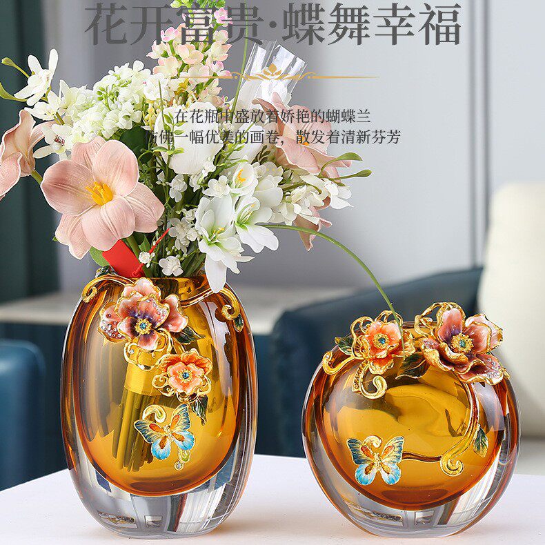 轻奢琉璃珐琅彩花瓶摆件客厅餐桌
