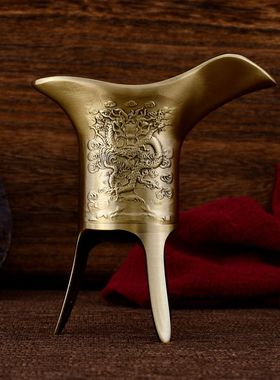 纯黄铜龙凤杯酒爵白酒杯酒樽酒具