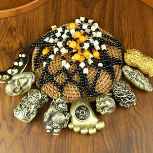 纯黄铜知足常乐手把件千手观音关公钟馗蟒蛇一念之间善恶花生把件