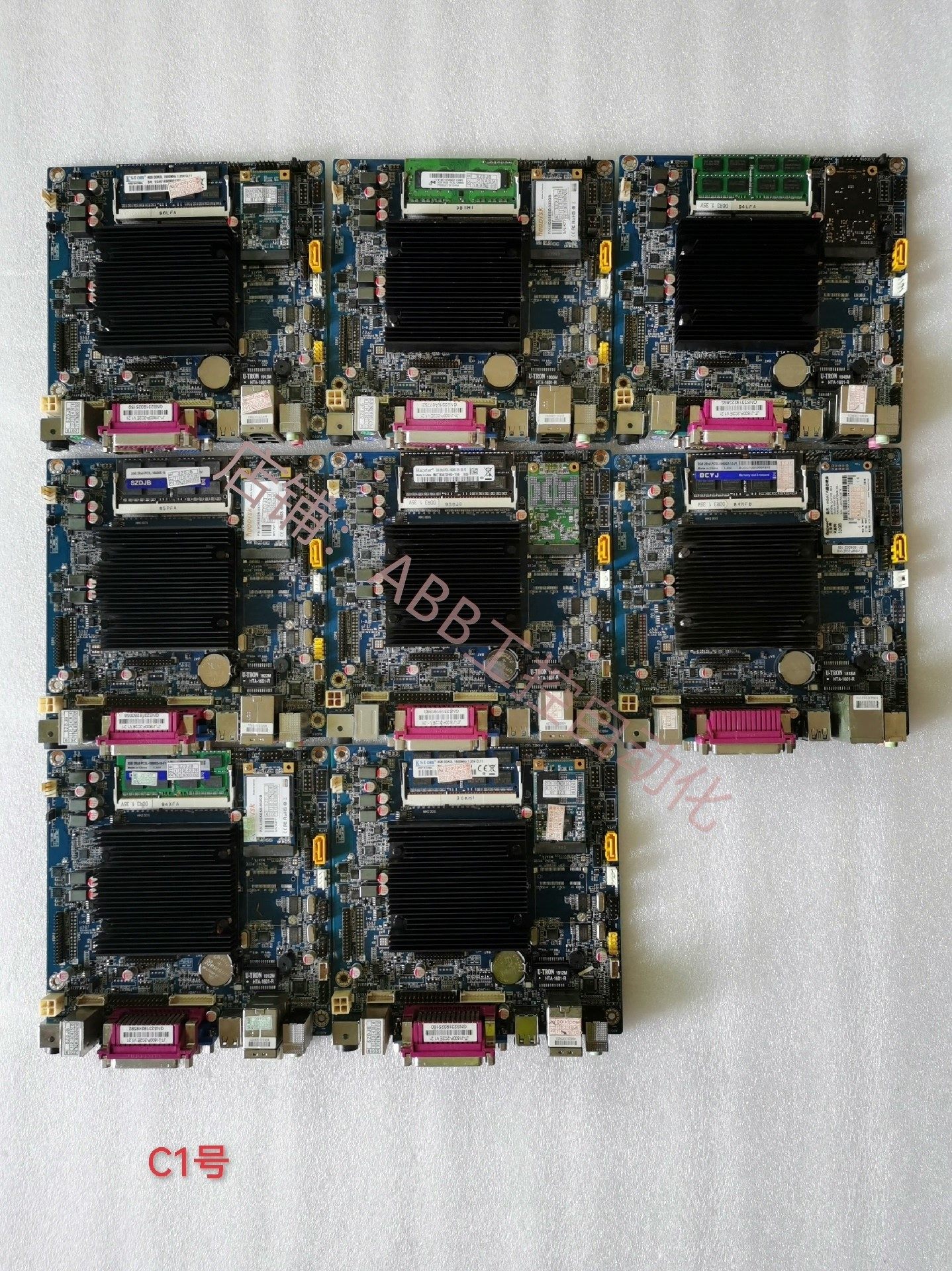 清一色8张 j1800工控主板(四针)2 32g配置双e dp接口拆机