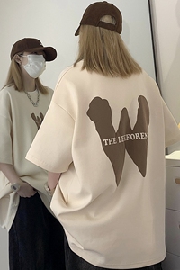 M字母发泡短袖T恤男女2023夏季纯宽松圆领上衣电商C307-T92-P38图片