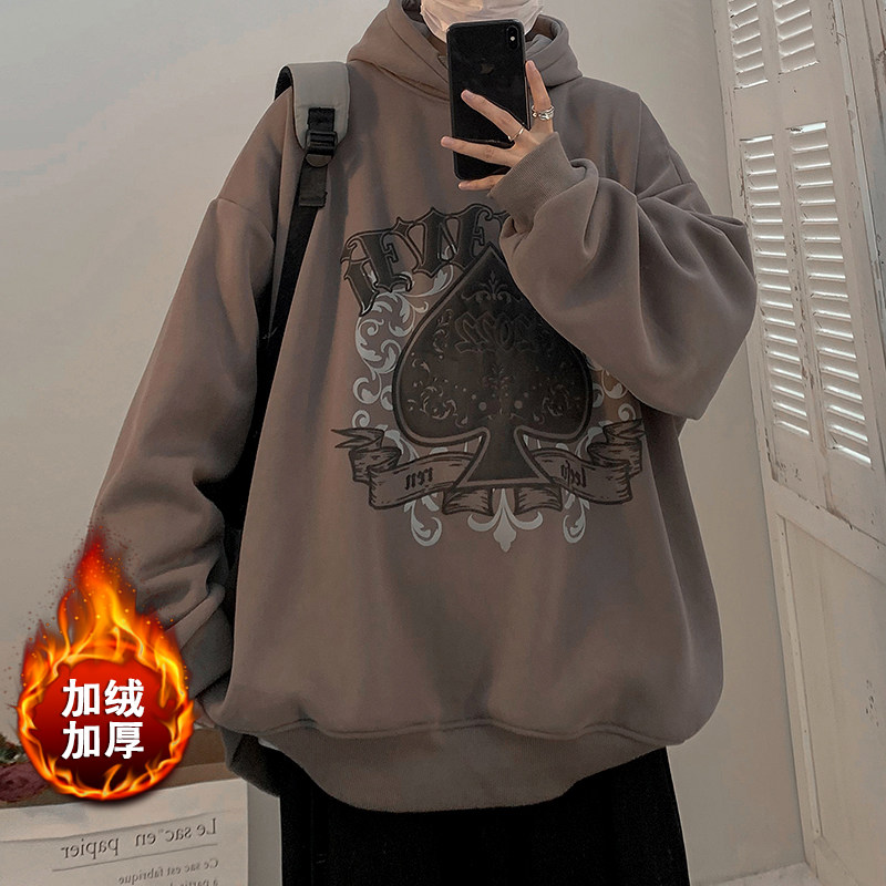 美式vibe卫衣男生2025冬季加绒加厚街头重磅大码春秋情侣连帽外套,男装卫衣,电商C307