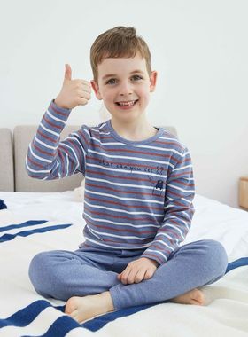 英博伦新款31187A男童圆领舒绒棉保暖内衣套装儿童家居服加厚秋衣