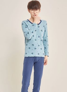 英博伦冬季青少年内衣套装保暖圆领舒绒棉男大童学生加厚80377