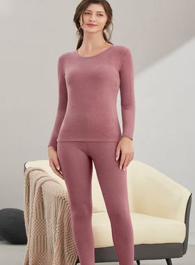 芬格兰新款米安奇女士圆领蚕暖丝秋衣秋裤保暖内衣套装34494
