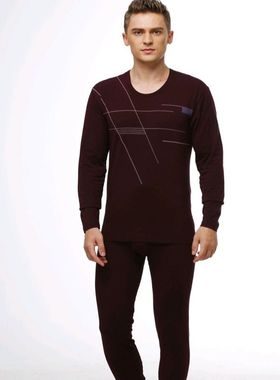 芬格兰2020秋冬新款81332男士圆领内衣套装莱卡棉印花秋衣秋裤