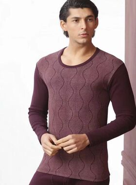 芬格兰男士中厚圆领舒绒秋衣秋裤 84407 密丝绒秋冬保暖内衣81516