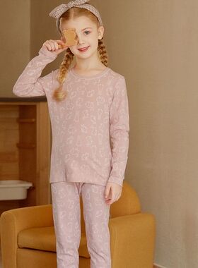 英博伦儿童内衣套装女童秋衣秋裤纯棉莱卡中大童女宝全棉80316