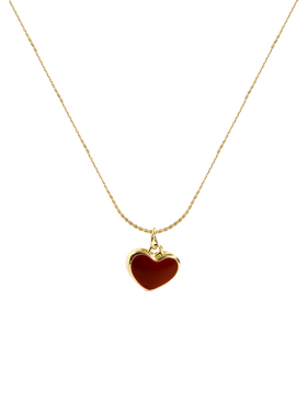 轻奢红色桃心锁骨项链
