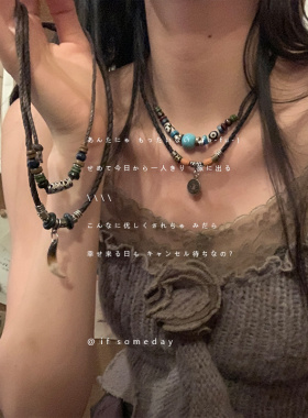 异域民族风绿松石项链女新中式复古民族风锁骨链波西米亚小众颈链