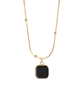 黑色方块新款潮高级感吊坠项链