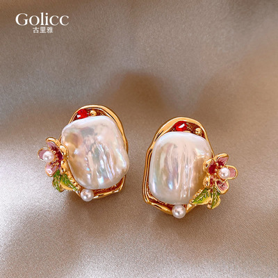 莫奈花园~巴洛克珍珠耳钉法式复古高级感耳环女气质轻奢小众耳饰