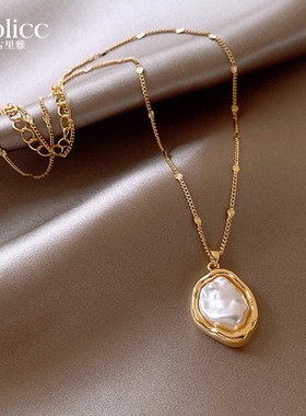 不规则巴洛克珍珠项链女秋冬高级感轻奢锁骨链小众配饰毛衣链颈链