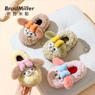 女童棉拖鞋秋冬款宝宝卡通毛毛拖鞋室内家居小孩包跟冬季儿童棉鞋