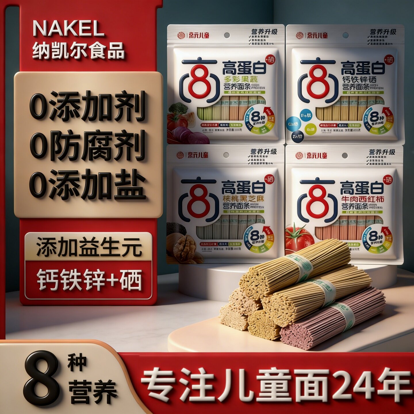 京元无添加盐宝宝面儿童面早餐谷物肉蔬营养易消化牛肉西红柿面条