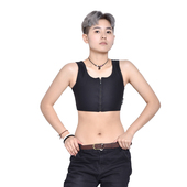 拉链加强束胸衣网布023副乳压力瘦 Kbn 内衣TT束胸短款