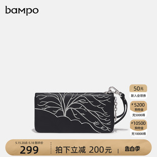 多卡位手拿钱夹女 BAMPO半坡头层牛皮长款 钱包原创小众专柜秋新款