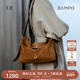 BAMPO半坡绵绵包中号 头层牛皮hobo包新款 通勤麂皮单肩斜挎托特包