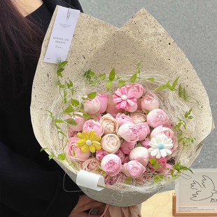 竹纤维麻丝纸手工纸鲜花花束包装纹理感创意包花纸花艺花店材料