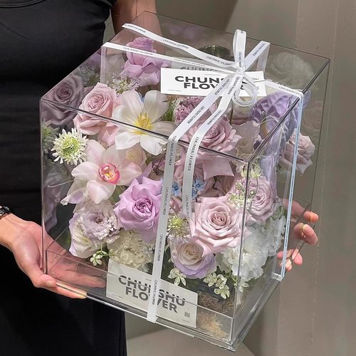 透明亚克力花盒加厚塑料鲜花束包装空盒子礼品礼物蛋糕盒手工diy