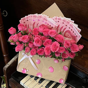 信封花束秋天的第一封情书鲜花包装纸牛皮纸有钱花包装盒diy材料