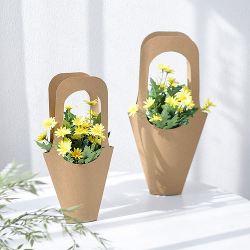 牛皮纸手提袋花束袋韩式百搭鲜花插花袋diy花艺包装花店资材