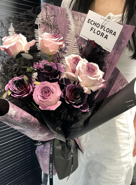 乌梅子酱大理石纸紫色系花束包装纸鲜花包花纸艺术纸花艺diy资材