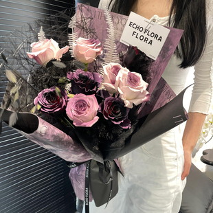 乌梅子酱大理石纸紫色系花束包装纸鲜花包花纸艺术纸花艺diy资材