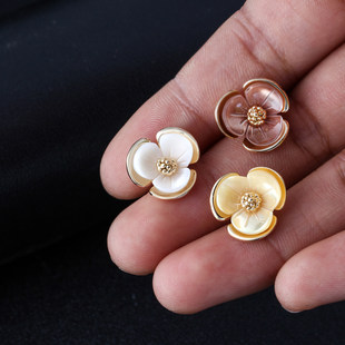 Small organic protective underware, fashionable brooch from pearl, accessory, cardigan, pin, flowered