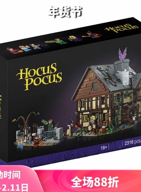 中国积木21341迪士尼女巫桑德森姐妹的魔法屋儿童拼装玩具礼物