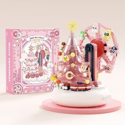 中国积木创意圣诞树摩天轮音乐盒
