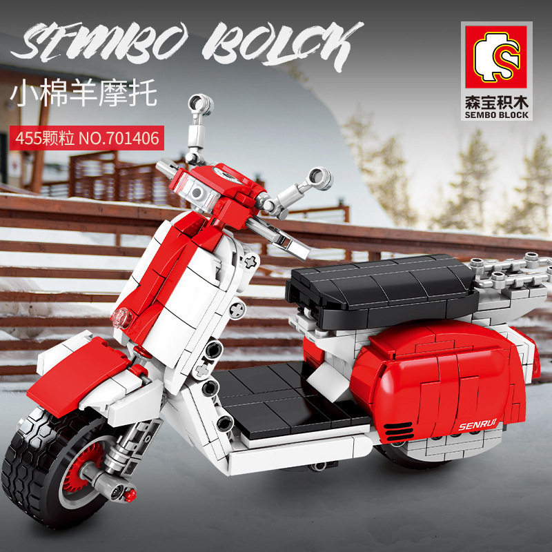 森宝科技系列小绵羊摩托车男孩益智拼装积木玩具701406