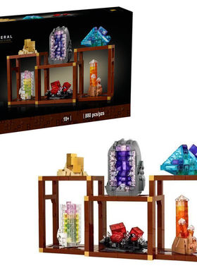 中国积木创意系列21362矿石藏品宝石标本儿童拼装玩具男女孩礼物