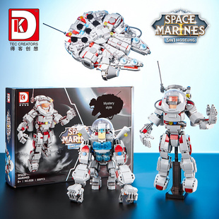 中国积木得客创意三合一太空猩猩机器人宇航员千年隼拼装玩具5028