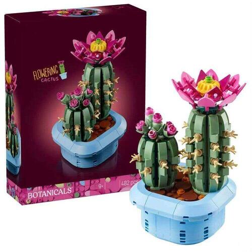 中国积木花植11509开花的仙人掌花卉永生花拼装玩具礼物家居摆件