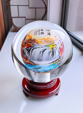 鸿运当头内画水晶球摆件家居装饰开业送礼乔迁之喜 办公室工艺品