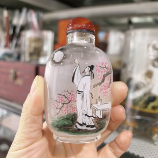 匠心独韵内画鼻烟壶赏瓶赏瓶摆件手绘李白邀月图团购纪念品小礼品