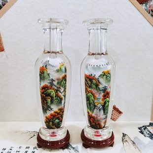 匠心独韵大号内画花瓶桌面平安摆件厚德载物山水图