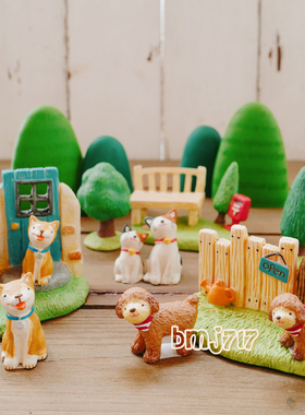 日本原装正版maruwa猫公仔迷你栅栏家居饰品花园造景微缩场景摆件