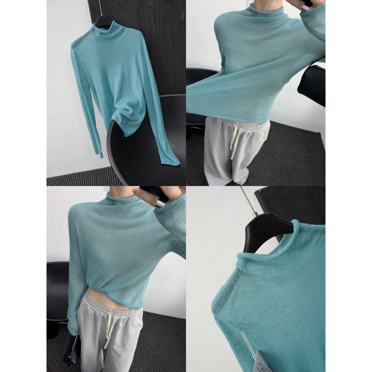 无缝一体驼毛绒温柔小船领宽松打底半透打底衫直角肩套头针织慵懒