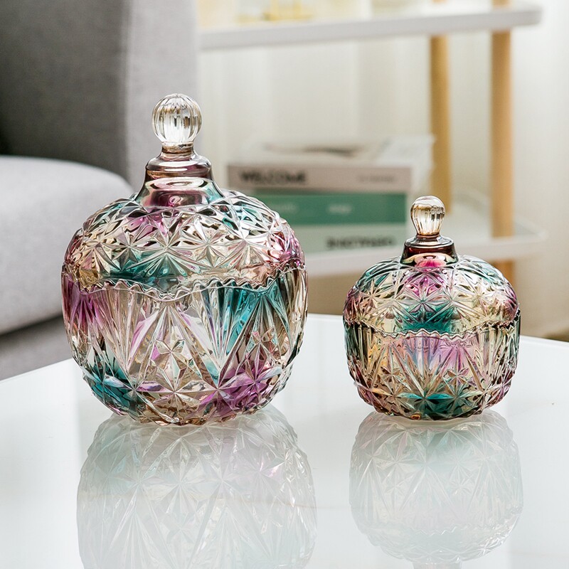 欧式玻璃糖果罐子储物罐带盖糖缸收纳盒家用桌面防尘干果罐装饰瓶