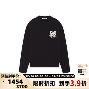 Maison 小狐狸图案羊毛保暖圆领毛衣银泰百货 Kitsune日常通勤男士