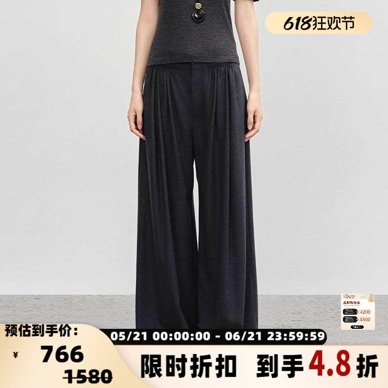 concise-white/简白 秋冬女士连腰抽褶阔腿裤银泰百货 301257