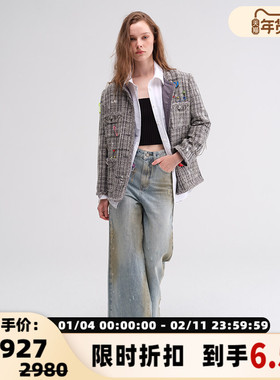 Valeria Obbaco秋冬女士小香风刷白外套301582