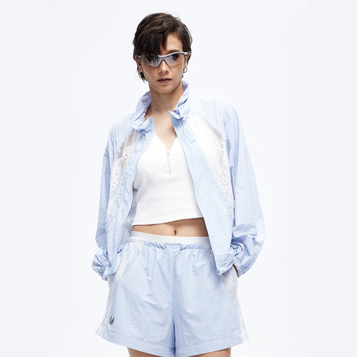 UHOT 26春夏新款女宽松蕾丝拼接立领轻薄防晒外套银泰百货 301590