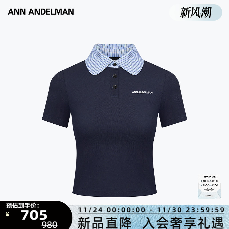 ANN ANDELMAN  25新款女士格子POLO领短袖T恤银泰百货 301286